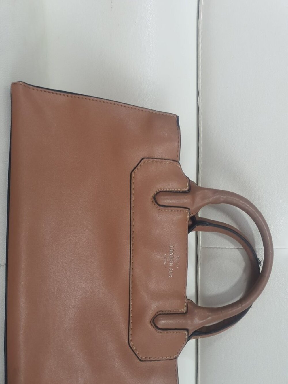 London Fog Tan Structured Satchel Top Handle Handbag